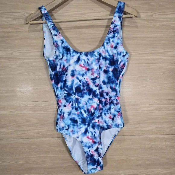 ONIA‎ Kelly One Piece Tie Dye Swimsuit Low Back Blue Pink White Size Small NWOT - Picture 1 of 6